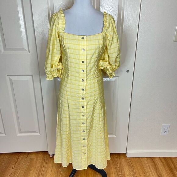 Capulet Midi Sun Dress Butter Yellow Plaid Size XS - Picture 13 of 13